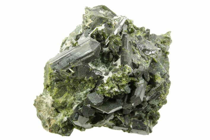 Lustrous Epidote Crystals with Actinolite - Pakistan #374636